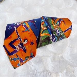 Cirque Du Soleil Orange Blue 1987 Premiere Mens Silk Tie Colorful